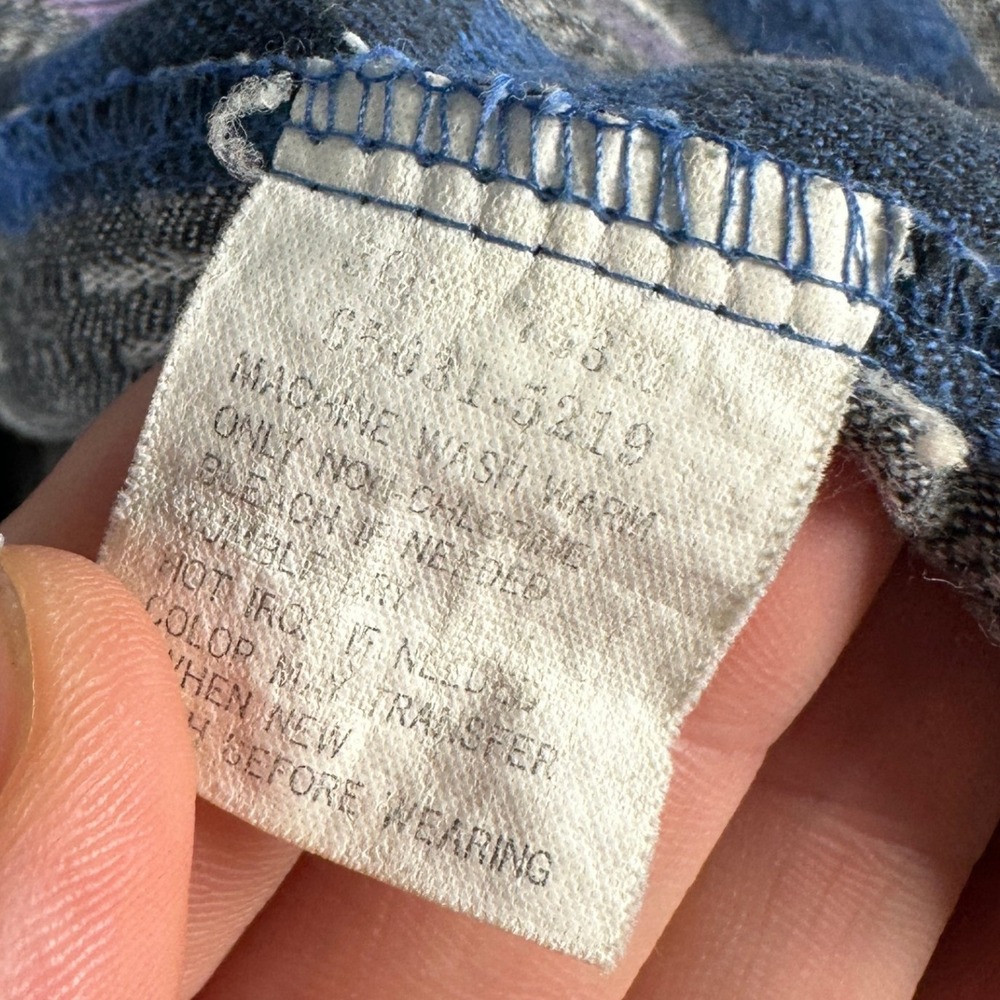 VINTAGE Levis Sutter Creek Men Button Up Shirt Large Blue Purple Check Black Tab - Picture 6 of 11